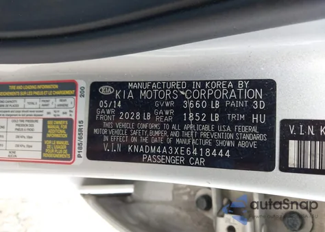 2014 Kia Rio Lx from USA, damaged, VIN KNADM4A3XE6418444